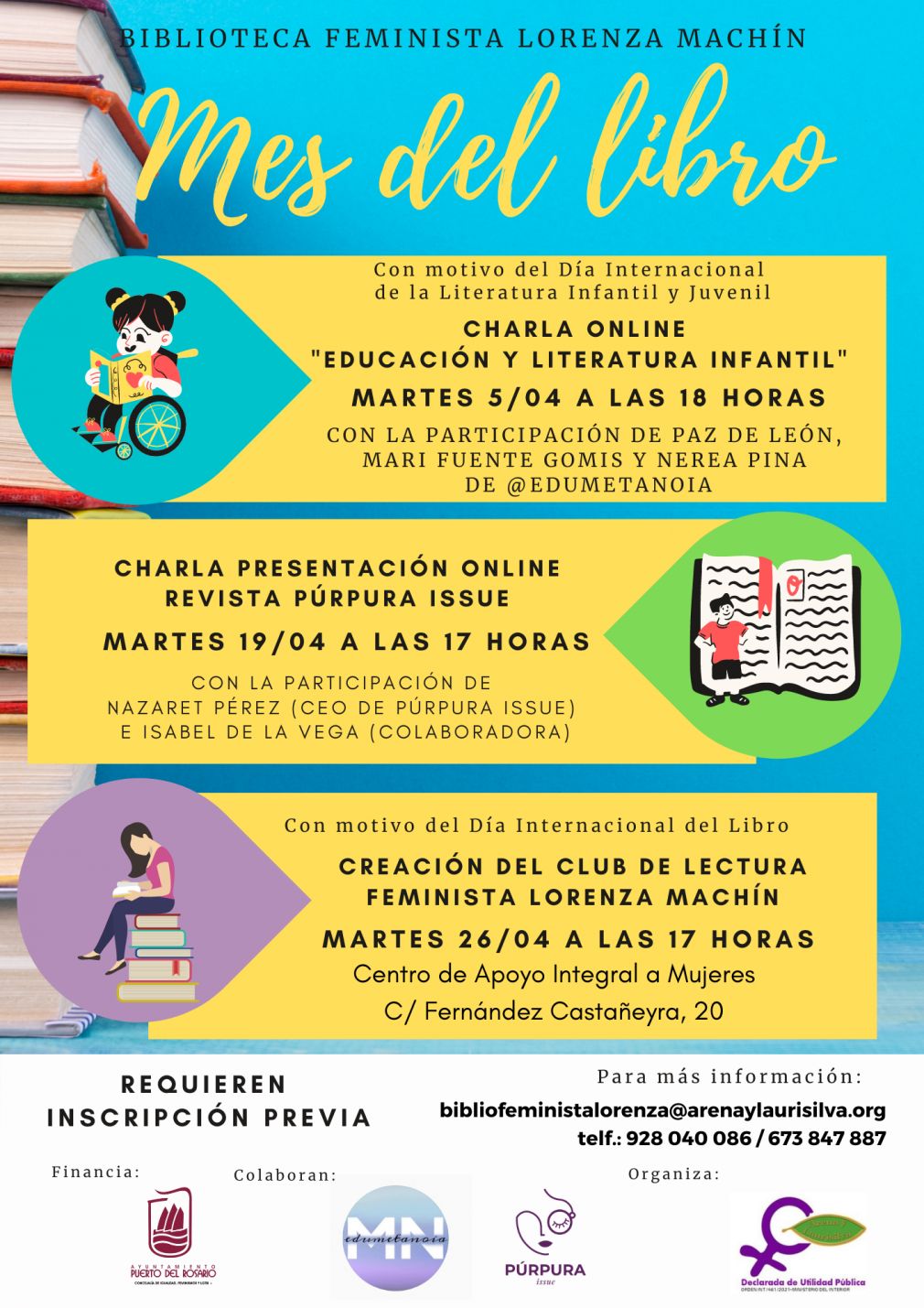 Actividades Mes del Libro en la Biblioteca Feminista Lorenza Machín