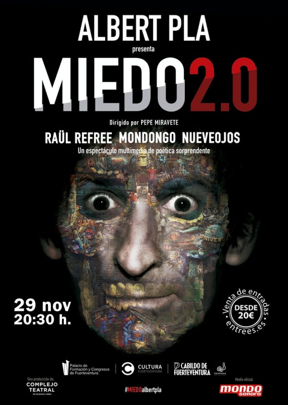 El espectáculo multimedia ‘Miedo 2.0’ de Albert Pla llega este domingo al Palacio de Formación y Congresos