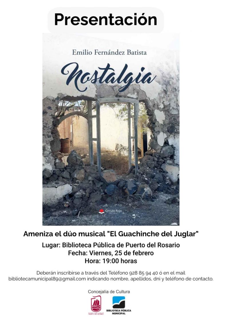 CARTEL PRESENTACIÓN LIBRO NOSTALGIA FERNÁNDEZ - 25 FEB. BIBLIOTECA PTO